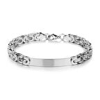 Chavin Kral Model 6 mm. Gri Çelik Künye Erkek Bileklik et98by