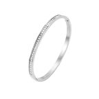 Chavin 4 mm Silver Çelik Taşlı Kadın Kelepçe Bileklik eu11by