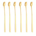 Çelik 17 cm Gold 6 Adet Uzun Kahve ve Smoothie Karıştırma Kaşığı cin577sr-6