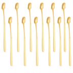 Çelik 17 cm Gold 12 Adet Uzun Kahve ve Smoothie Karıştırma Kaşığı cin577sr-12