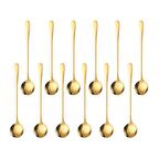 Paslanmaz Çelik Gold 12 Adet 18 cm Uzun Tatlı Latte  Dondurma Kaşığı cin510sr-12