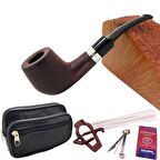 Falconetti 9 mm. Metal Bilezikli Ebony Ahşap Pipo Seti py71-takim