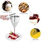 Paslanmaz Çelik 1200 ml Konik Hamur Dağıtıcı ve Şekillendirici Huni Ölçü Kabı 