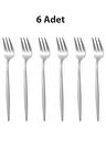 410 Çelik 6 Adet Gümüş Renk Tatlı ve Meyve Çatalı cin611by-6