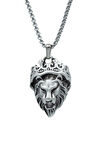 Aslan Kral Örme Zincir Kolye - Gümüş Kaplama - Erkek Kadın Kolye - No:1572