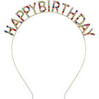 Kapamarka Renkli Kristal Taşlı Lüks Happy Birthday Taçı