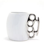 Kapamarka Porselen Muşta Tasarımlı Kupa Bardak Gümüş Renk