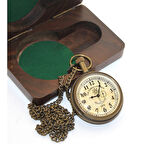 Kapamarka Ahşap Kutulu Pirinç Köstekli Saat Model 6