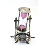 Pirinç Dümenli Pusulalı Kum Saati 