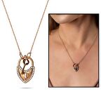 Gümüş Zirkon Taşlı Kilit Kolye