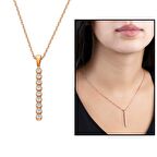 Sıralı Zirkon Taşlı Gold Renk 925 Ayar Gümüş Kadın Kolye