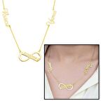 Kişiye Özel İsim/Tarih Yazılı Gold Renk 925 Ayar Gümüş Sonsuzluk Kolye