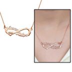 Kişiye Özel İsim Yazılı Rose Renk 925 Ayar Gümüş Sonsuzluk Kolye