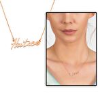 Yatay Tasarım Kişiye Özel İsim Yazılı Rose Renk 925 Ayar Gümüş Kadın Kolye