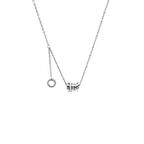 Tesbihane -  Silindir Tasarım Zirkon Taşlı Silver Renk Çelik Kadın Kolye