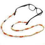 Tesbihane El Yapımı Turuncu Renk Geçişli Etnik Ahşap Kombinli Otantik Gözlük Askısı