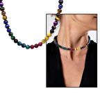 Tesbihane Küre Kesim Çakra Kaplangözü Doğaltaş Kombinli Kadın Kolye