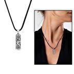 Tesbihane Arapça Muhammed Yazılı Zarif İp Zincirli 925 Ayar Gümüş Kadın Cevşen Kolye