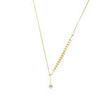 Gold Renk Kararmaz Metal Zincirli Balina Kuyruğu Detaylı İnci Doğaltaş Kombinli Kadın Kolye