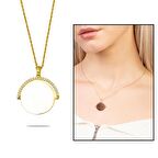 Zirkon Taşlı Yuvarlak Model Gold Renk Kişiye Özel İsim/Harf Yazılı 925 Ayar Gümüş Kadın Kolye