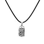 Lale Detaylı Siyah İp Zincirli 925 Ayar Gümüş Erkek Cevşen Kolye