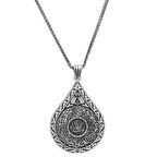 Hüsn-i Hat "Nazar Ayeti" Yazılı Kalın Zincirli 925 Ayar Gümüş Madalyon