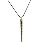 Asa Tasarım Siyah İp Zincirli Eskitme Renk Pirinç Erkek Kolye