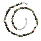 Silver Renk Metal Zincirli Amorf Kan Taşı Doğaltaş Kadın Kolye