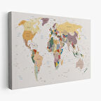 Harita Sepeti Dekoratif Kanvas Tablo Dünya Haritası 1031