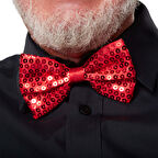 Kırmızı Payetli Pullu Papyon