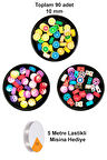 90 Adet 10 mm Polimer Kil Fimo Boncuk Takı Bileklik + 5 Metre Misina Hediye - Yin Yang - Karışık - Limon