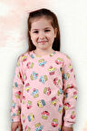 Kedi Desenli %100 Pamuk Kız Çocuk Pijama Takım