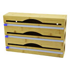 3IN1  AHŞAP BAMBU STREÇLİK FOLYOLUK  KESİCİ BIÇAK KANALLI   22X34CM 