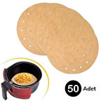 50 Adet Air Fryer Pişirme Kağıdı Tek Kullanımlık Gıda Pişirme Kağıdı Delikli Yuvarlak Model 