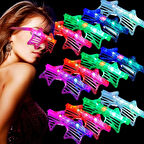 Işıklı Yıldız Gözlük Ledli Parti Gözlüğü 6 Renk 12 Adet (4727)