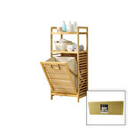 2 RAFLI - AHŞAP BAMBU KİRLİ ÇAMAŞIR ÇEK AÇ SEPETİ SPT=40X30X53CM RAF=31CM+53+11=Y=95CM (4727)