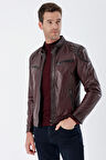 Gömlek Yaka Hakiki Deri Slim Fit Dar Kesim Casual Mont 1038235201 Bordo