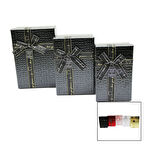 3 LÜ DİKDÖRTGEN DERİ DESENLİ HEDİYE KUTUSU  GO5060Gok120451