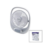 USB 7 İNÇ- 20CM MASA ÜSTÜ FAN VANTİLATÖR IŞIKLI 5W 180 DERECE 3 KADEME HIZ - 3 PERVANE STAND=24.8X30.5X8CM AUFN-01 (5060)