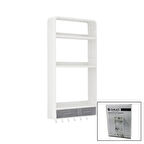 BEYAZ YAPIŞKANLI DUVAR ORGANİZERİ PLASTİK 3 RAF=14CM-19CM-30CM - 2 ÇEKMECE=40CM - 6 ASKI 19 PARÇA (5060)