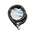 TÜP ANAHTARLI METAL KAFA ÇELİK MOTOR - BİSİKLET KİLİT SİLİNDİRİK SPİRAL KİLİT SİYAH KILIF 22MM X 100CM (5060)