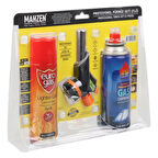3 Parça Profesyonel Pürmüz Seti Pürmüz Torch Çakmak Başlık- Kamp Gazı 400ml- Çakmak Gazı 270 (5060)