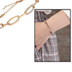 Zirkon Taşlı 6lı Cats Eye Rose Renk 925 Ayar Gümüş Kadın Bileklik