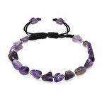 Makrome Örgülü Naturel Kesim Ametist Doğaltaş Erkek Bileklik