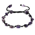 Makrome Örgülü Naturel Kesim Dorika Top Detaylı Ametist Doğaltaş Erkek Bileklik