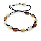 Makrome Örgülü Naturel Kesim Dorika Top Detaylı Akik Doğaltaş Erkek Bileklik