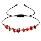 Makrome Örgülü Basic Model Mercan Doğaltaş Kadın Bileklik