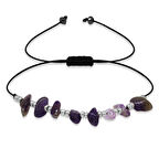 Makrome Örgülü Basic Model Ametist Doğaltaş Kadın Bileklik