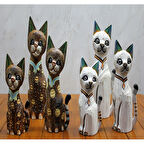 Periboia Ahşap 3'lü Kedi Seti 50 Cm Model 3