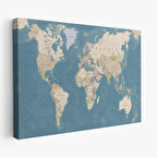 Harita Sepeti Dünya Haritası Dekoratif Kanvas Tablo 1040